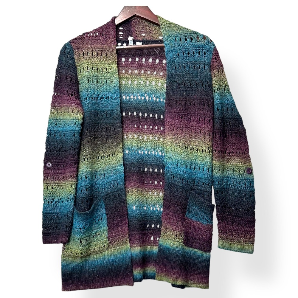 Relativity Womens Open Knit Crochet Cardigan S‎ Boho Festival Cottagecore Indie - Picture 2 of 8